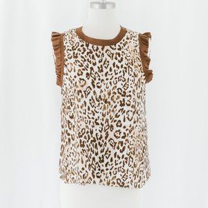 Shaylee Sleeveless Ruffle Sweet Leopard Print Top